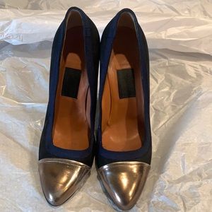 Lanvin Blue, Black, and Gold Heels